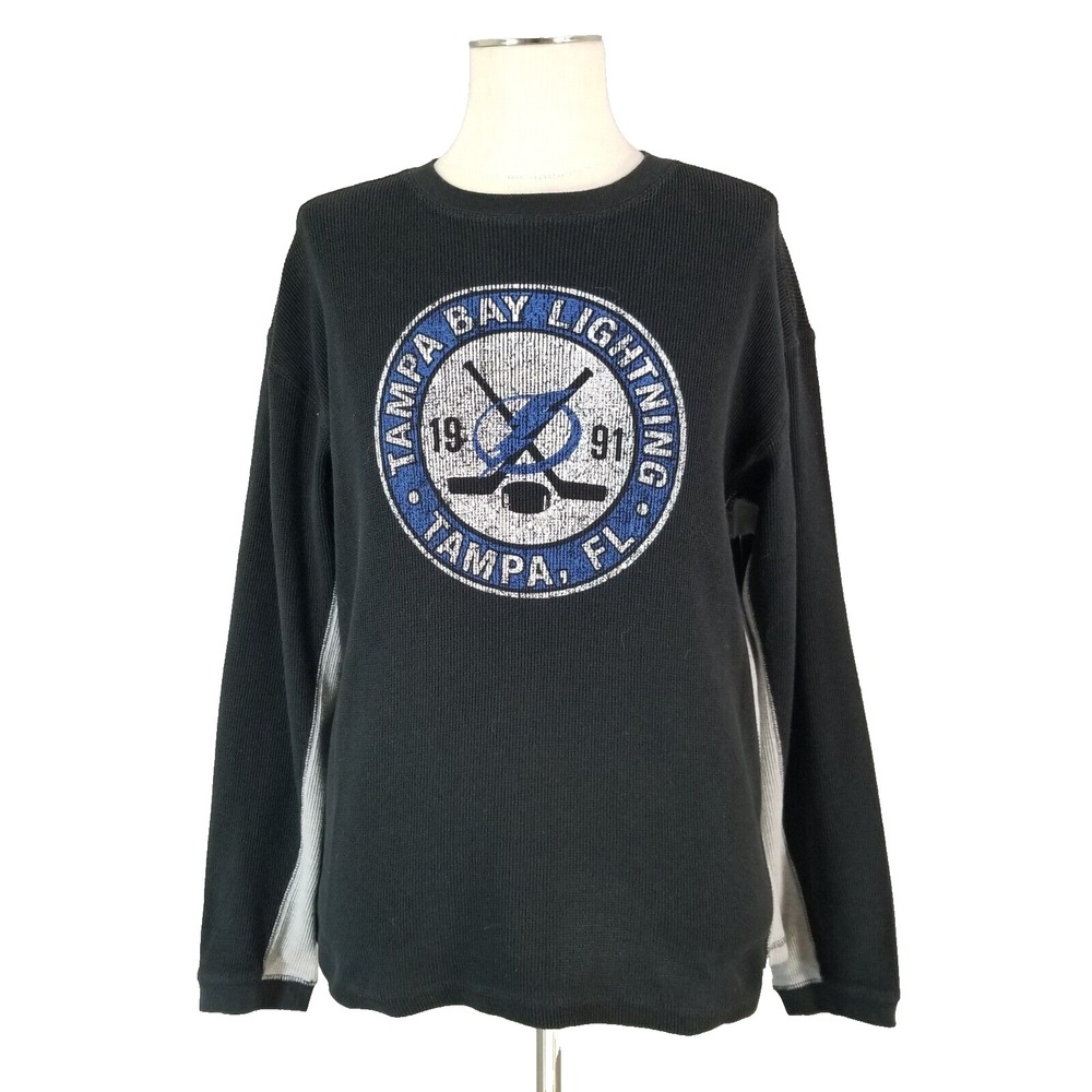 NHL Tampa Bay Lightning sweater shirt men's XL extra large black thermal waffle